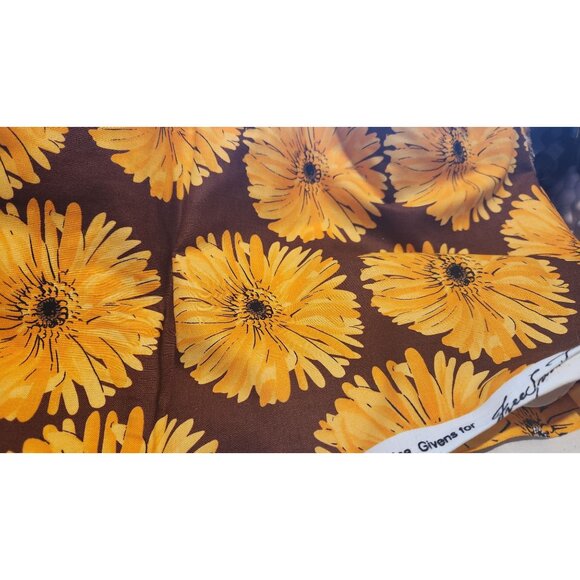 Material Cotton Yellow Flowers Brown background 4 yards TE-33 Bliss Annabella T - Picture 4 of 6